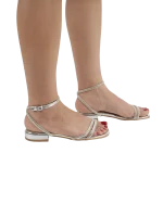 Gümüş Taşlı Düz Sandalet