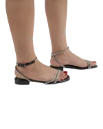 Gümüş Taşlı Düz Sandalet