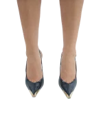 Lacivert Gold Burunlu Stiletto