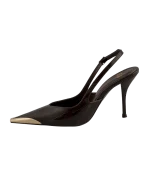 Koyu Kahverengi Gold Burunlu Stiletto