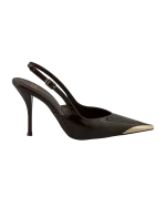 Koyu Kahverengi Gold Burunlu Stiletto