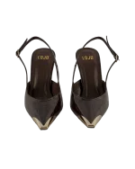 Koyu Kahverengi Gold Burunlu Stiletto