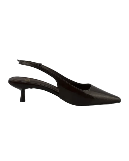 Koyu Kahverengi Kısa Topuklu Slingback