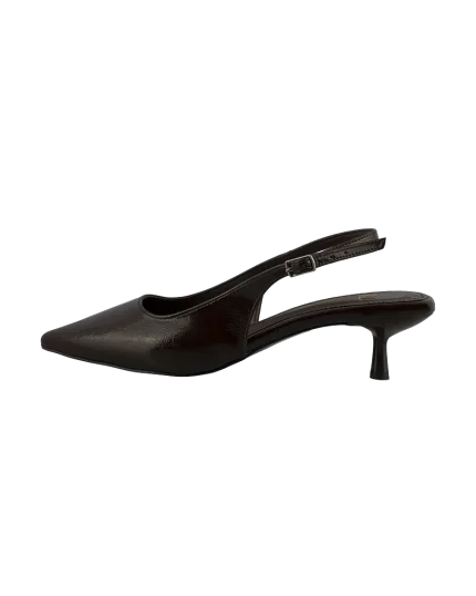 Koyu Kahverengi Kısa Topuklu Slingback