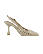 Bej Örgü Sivri Burun Slingback