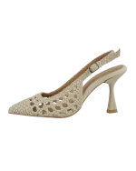 Bej Örgü Sivri Burun Slingback